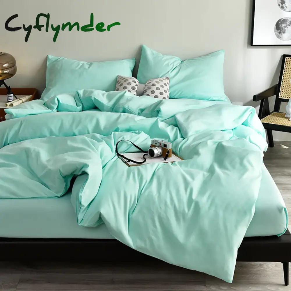 Cyflymder Bedding Set High Quality Skin Friendly Fabric Black Duvet Cover Set Solid Color Single Double King Size Quilt
