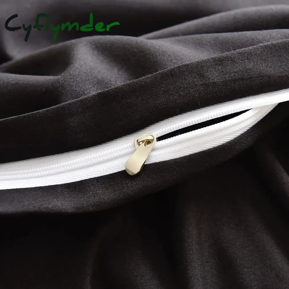Cyflymder Bedding Set High Quality Skin Friendly Fabric Black Duvet Cover Set Solid Color Single Double King Size Quilt