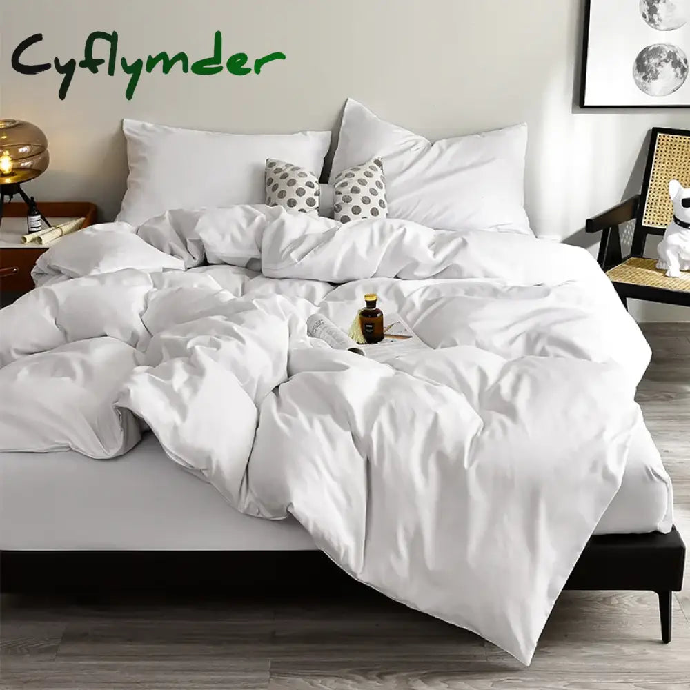 Cyflymder Bedding Set High Quality Skin Friendly Fabric Black Duvet Cover Set Solid Color Single Double King Size Quilt