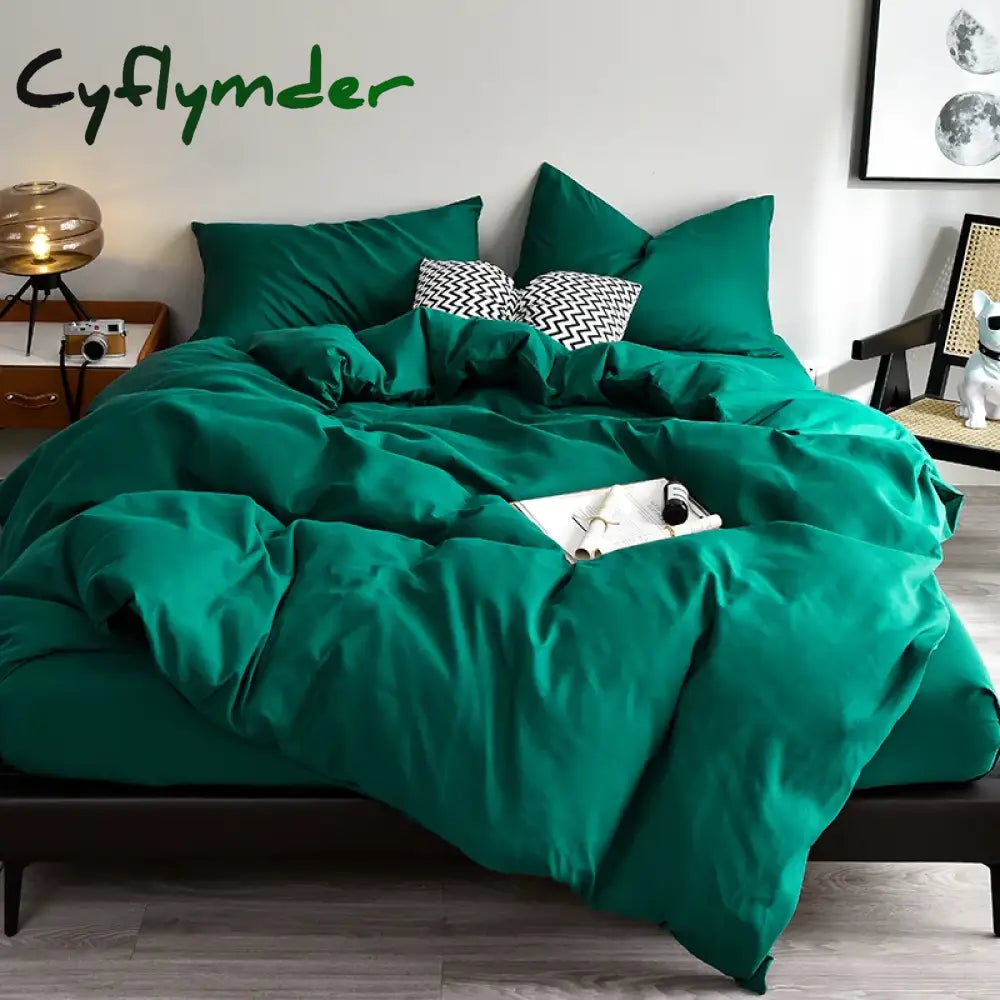 Cyflymder Bedding Set High Quality Skin Friendly Fabric Black Duvet Cover Set Solid Color Single Double King Size Quilt