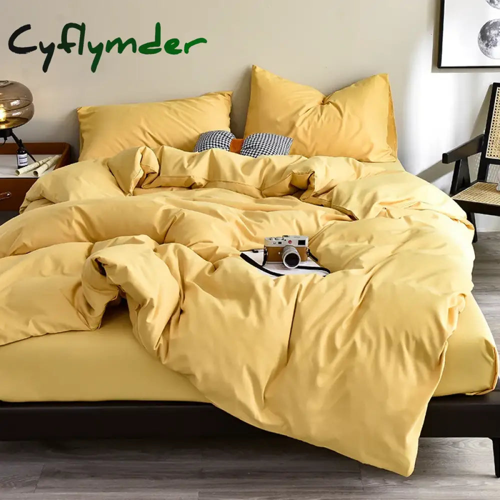Cyflymder Bedding Set High Quality Skin Friendly Fabric Black Duvet Cover Set Solid Color Single Double King Size Quilt