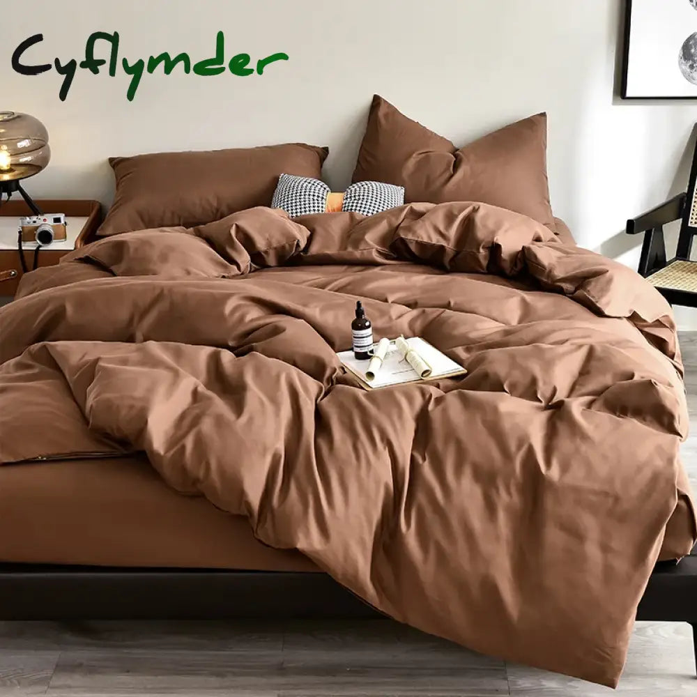 Cyflymder Bedding Set High Quality Skin Friendly Fabric Black Duvet Cover Set Solid Color Single Double King Size Quilt