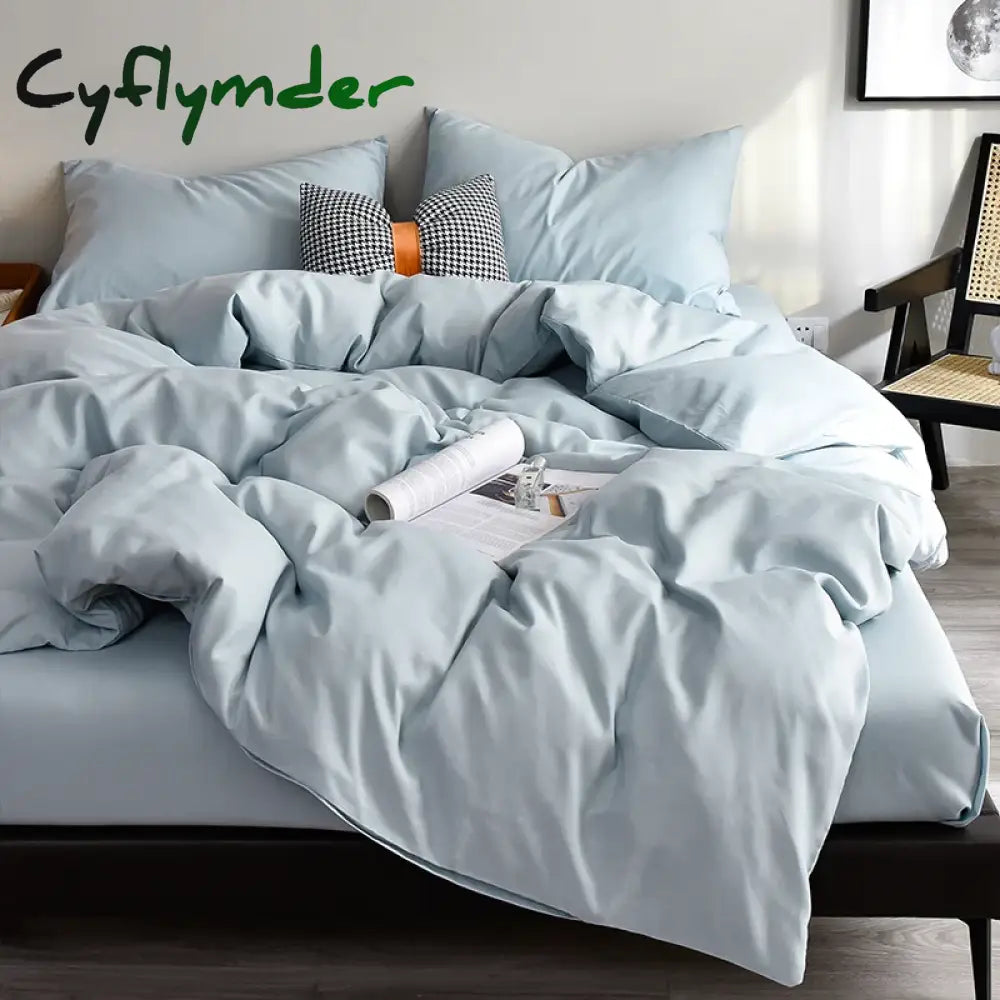 Cyflymder Bedding Set High Quality Skin Friendly Fabric Black Duvet Cover Set Solid Color Single Double King Size Quilt