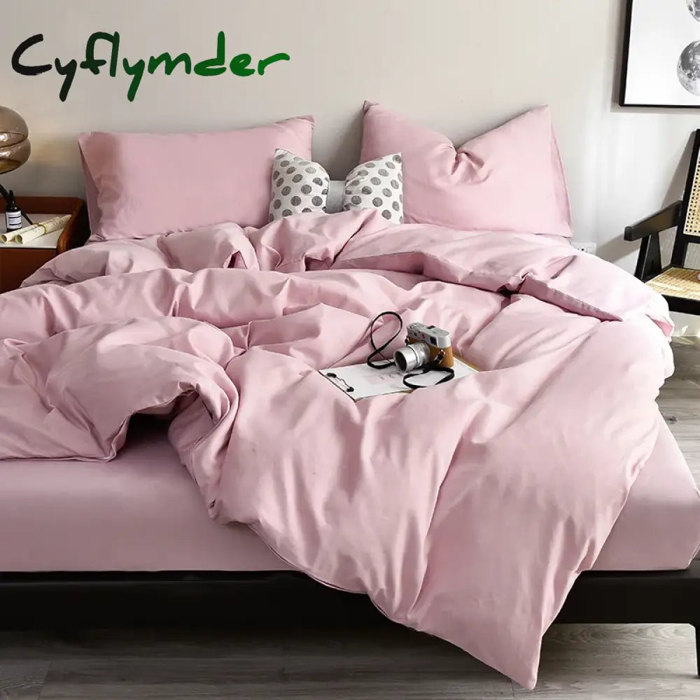 Cyflymder Bedding Set High Quality Skin Friendly Fabric Black Duvet Cover Set Solid Color Single Double King Size Quilt