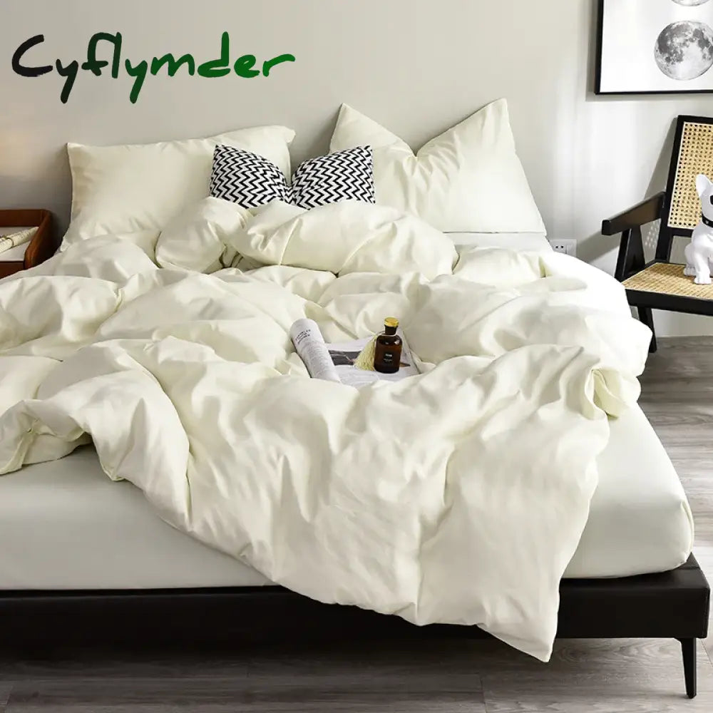 Cyflymder Bedding Set High Quality Skin Friendly Fabric Black Duvet Cover Set Solid Color Single Double King Size Quilt