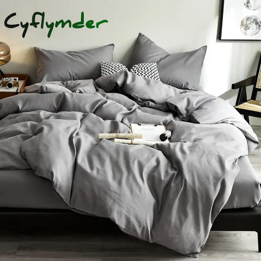 Cyflymder Bedding Set High Quality Skin Friendly Fabric Black Duvet Cover Set Solid Color Single Double King Size Quilt