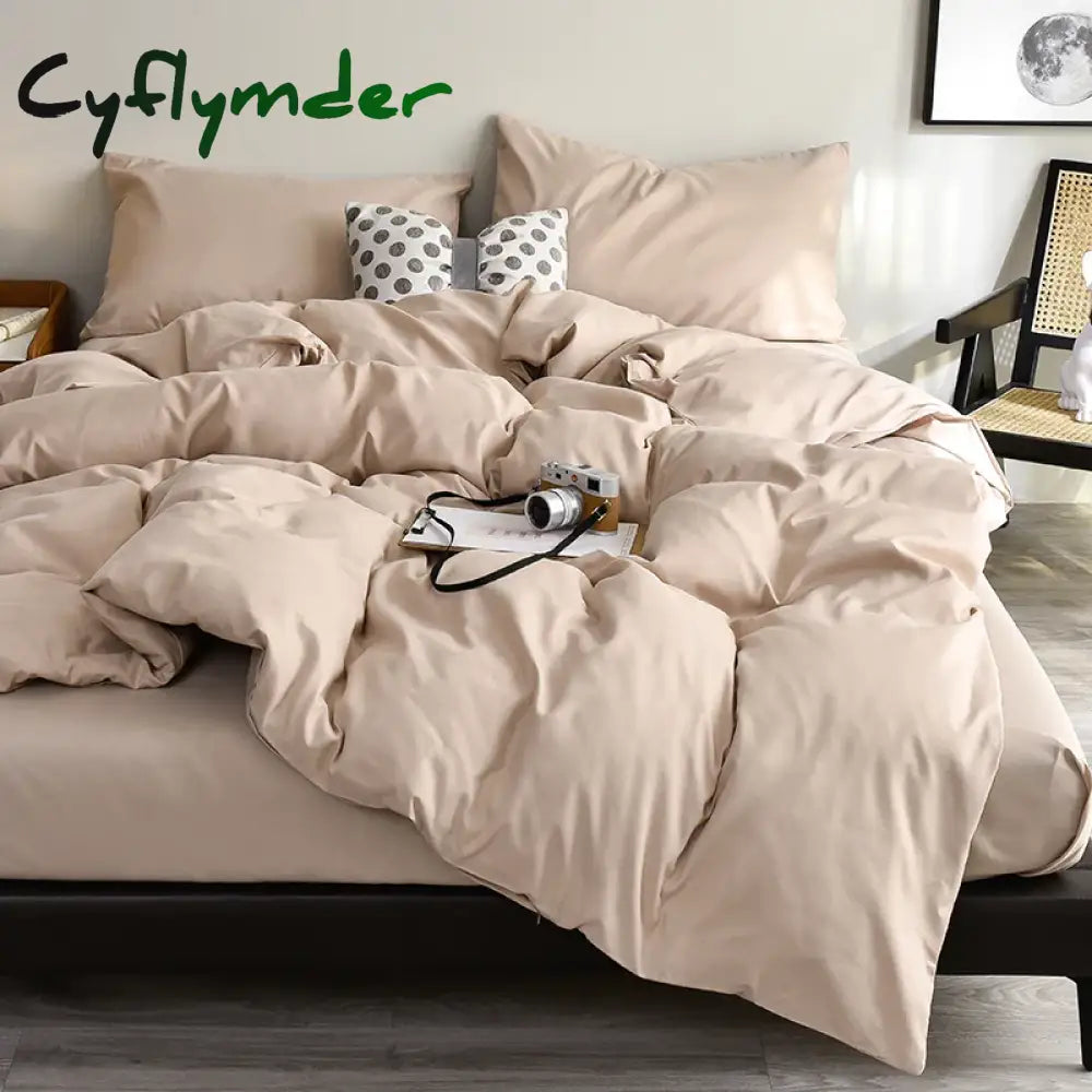 Cyflymder Bedding Set High Quality Skin Friendly Fabric Black Duvet Cover Set Solid Color Single Double King Size Quilt