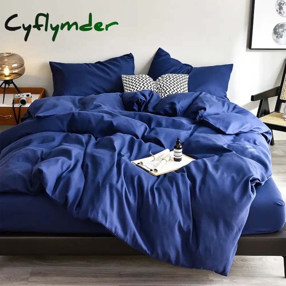 Cyflymder Bedding Set High Quality Skin Friendly Fabric Black Duvet Cover Set Solid Color Single Double King Size Quilt