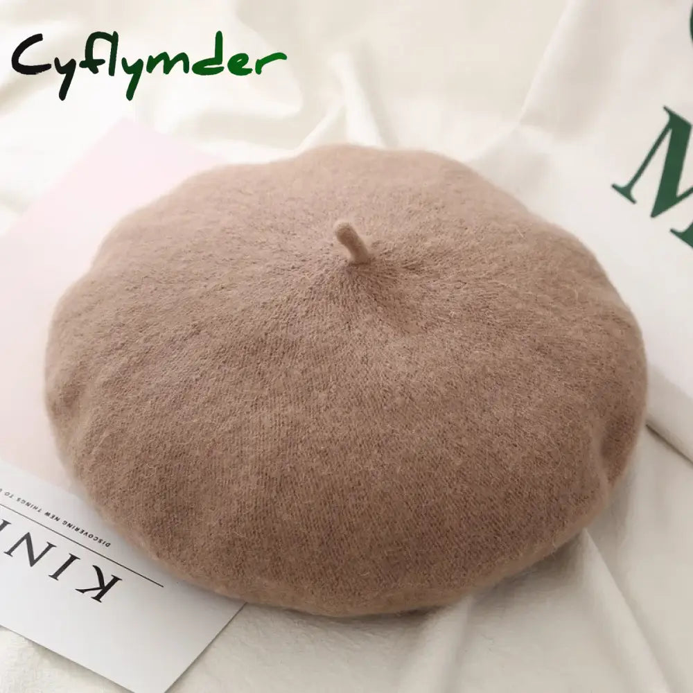 Cyflymder Beret Women’s Fashion Retro Casual Wool Beret Artist Hat Wool Versatile Knitted Round Top Bud Hat Warm Hat