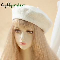 Cyflymder Beret Women’s Fashion Retro Casual Wool Beret Artist Hat Wool Versatile Knitted Round Top Bud Hat Warm Hat