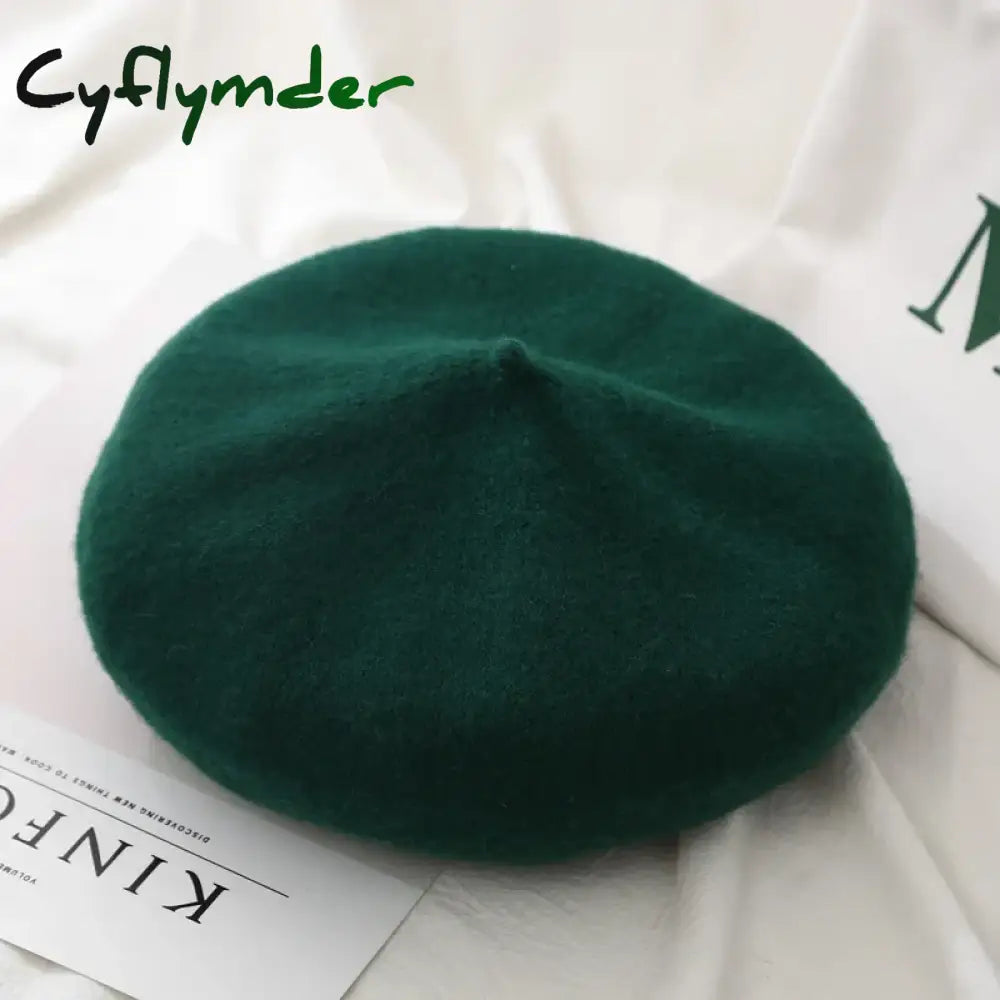 Cyflymder Beret Women’s Fashion Retro Casual Wool Beret Artist Hat Wool Versatile Knitted Round Top Bud Hat Warm Hat