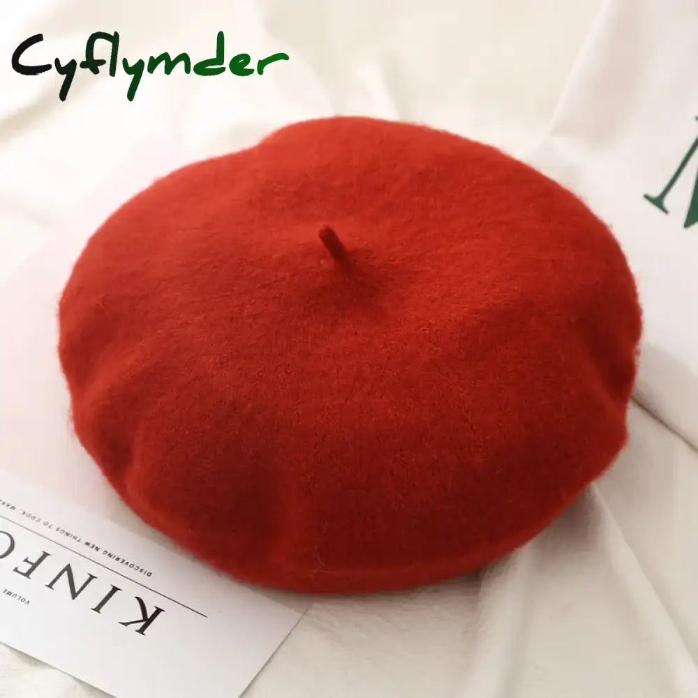 Cyflymder Beret Women’s Fashion Retro Casual Wool Beret Artist Hat Wool Versatile Knitted Round Top Bud Hat Warm Hat