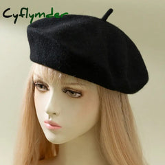 Cyflymder Beret Women’s Fashion Retro Casual Wool Beret Artist Hat Wool Versatile Knitted Round Top Bud Hat Warm Hat