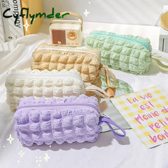 Cyflymder Big Capacity Soft Pencil Case Simple Pure Color Pen Bag Kawaii Cloud Bubble Pouch For