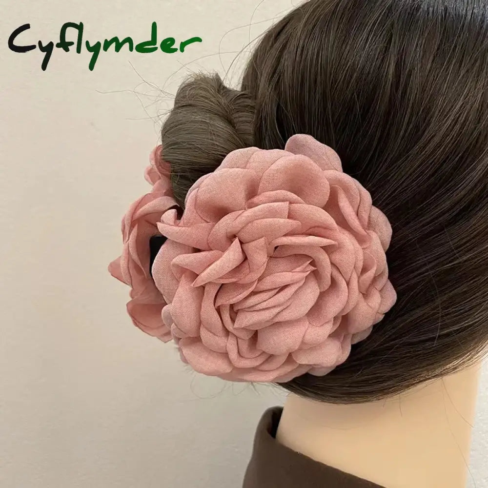 Big Rose flower Large Hair Claw Clip Elegant Korean Lady Fabric Rose Flower Hair Claw Hairpin Women Girls Accessories