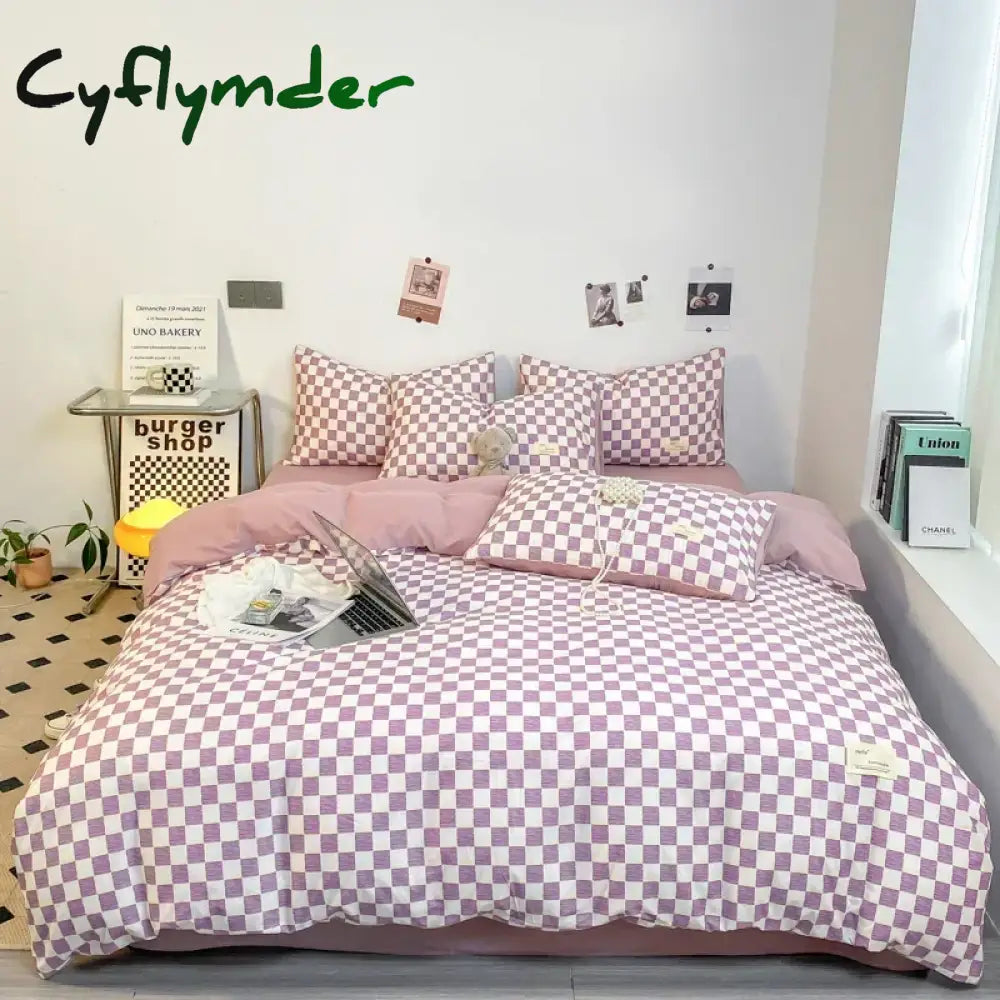 Cyflymder Black and White Plaid Duvet Cover Set Full Geometric Grid Bedding Set Soft Lattice Checkerd Comforter Cover