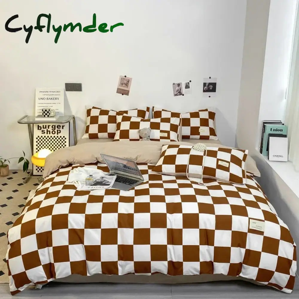 Cyflymder Black and White Plaid Duvet Cover Set Full Geometric Grid Bedding Set Soft Lattice Checkerd Comforter Cover