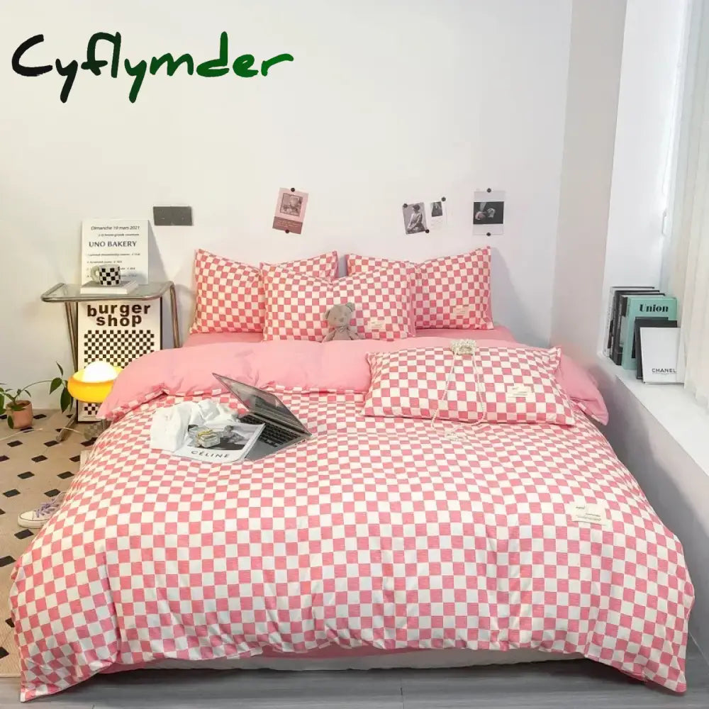 Cyflymder Black and White Plaid Duvet Cover Set Full Geometric Grid Bedding Set Soft Lattice Checkerd Comforter Cover