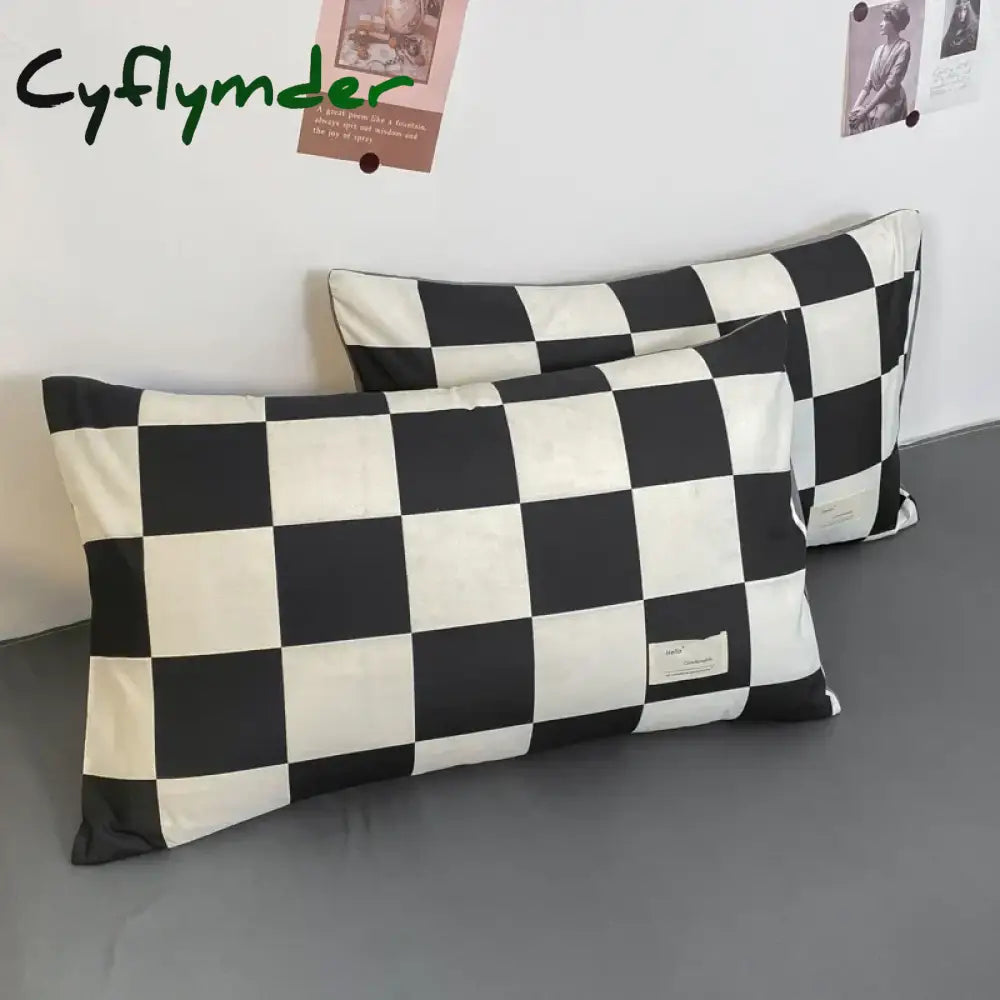 Cyflymder Black and White Plaid Duvet Cover Set Full Geometric Grid Bedding Set Soft Lattice Checkerd Comforter Cover