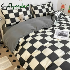 Cyflymder Black and White Plaid Duvet Cover Set Full Geometric Grid Bedding Set Soft Lattice Checkerd Comforter Cover