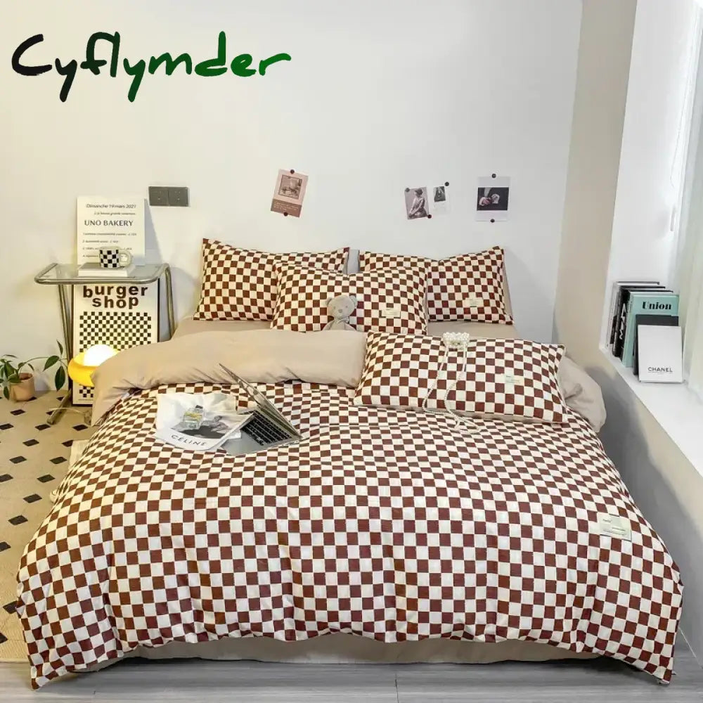 Cyflymder Black and White Plaid Duvet Cover Set Full Geometric Grid Bedding Set Soft Lattice Checkerd Comforter Cover