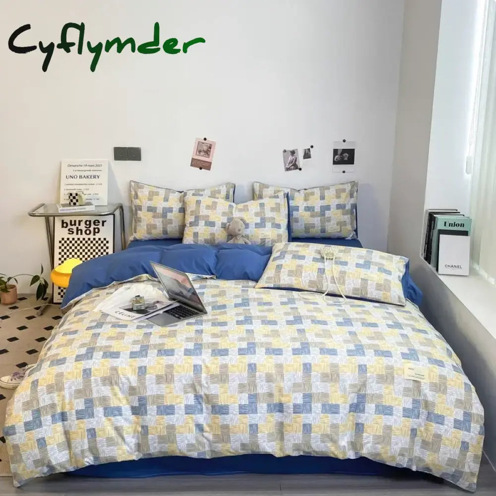 Cyflymder Black and White Plaid Duvet Cover Set Full Geometric Grid Bedding Set Soft Lattice Checkerd Comforter Cover