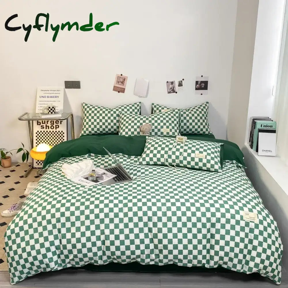 Cyflymder Black and White Plaid Duvet Cover Set Full Geometric Grid Bedding Set Soft Lattice Checkerd Comforter Cover