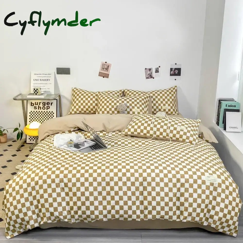 Cyflymder Black and White Plaid Duvet Cover Set Full Geometric Grid Bedding Set Soft Lattice Checkerd Comforter Cover