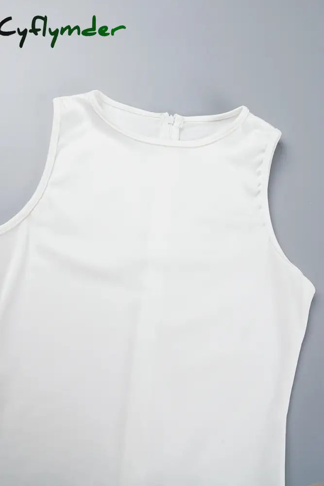 Cyflymder - Black Daily Party Elegant Simplicity Patchwork Feathers Solid Color O Neck Sleeveless
