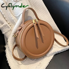 Cyflymder Black Round Handbag Vintage Shoulder Bag For Women Clutch Purses Winter High Quality