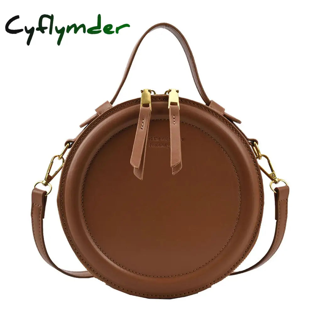 Cyflymder Black Round Handbag Vintage Shoulder Bag For Women Clutch Purses Winter High Quality