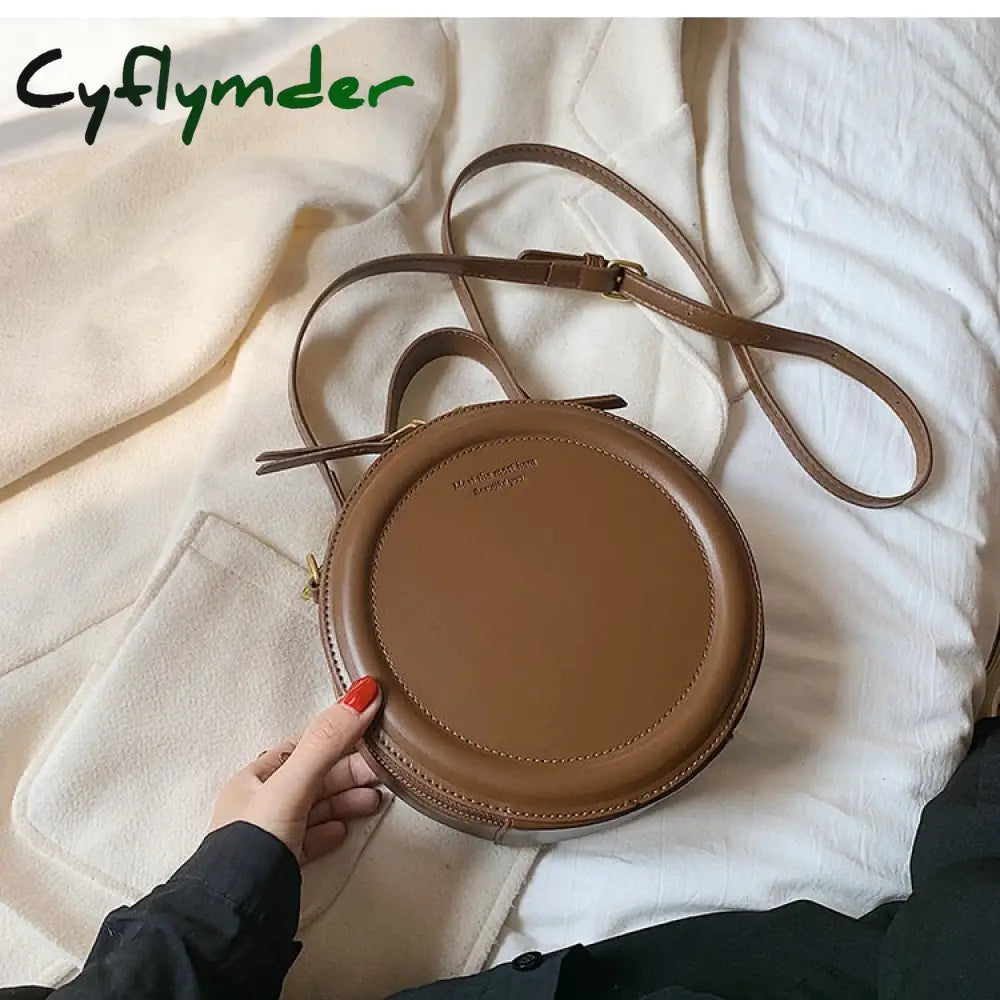 Cyflymder Black Round Handbag Vintage Shoulder Bag For Women Clutch Purses Winter High Quality