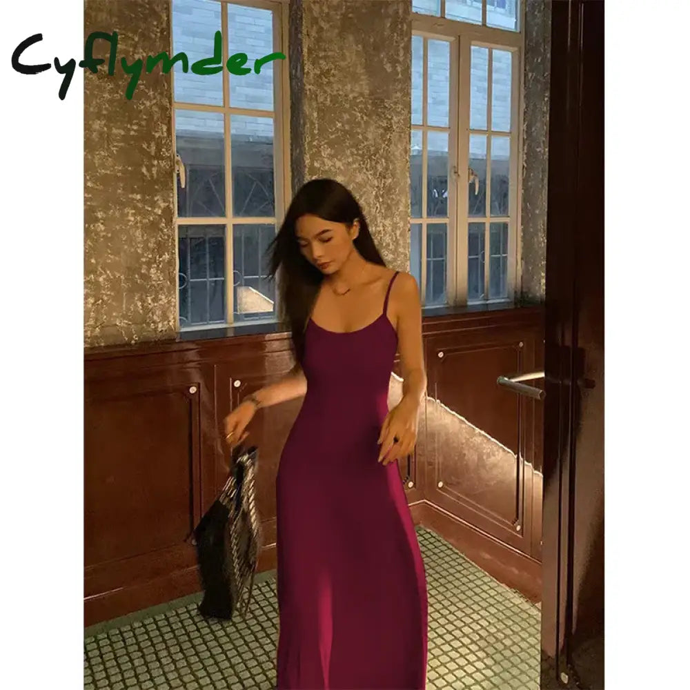 Cyflymder Black Stap Long Dress Women Streetwear Sleeveless A Line Dresses Y2K Korean Slim Sundress