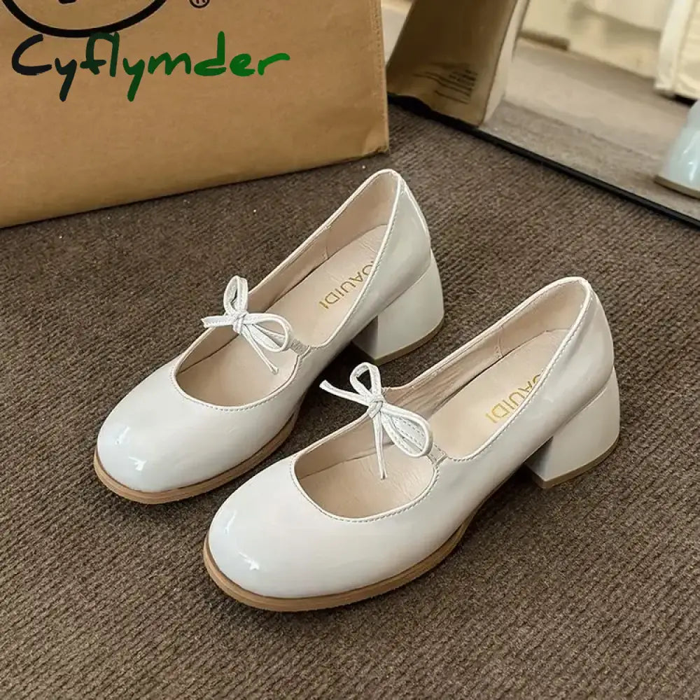 Cyflymder Block Heels For Women Pumps Slip On Comfortable High-Heeled Shoes Mary Jane Sandals