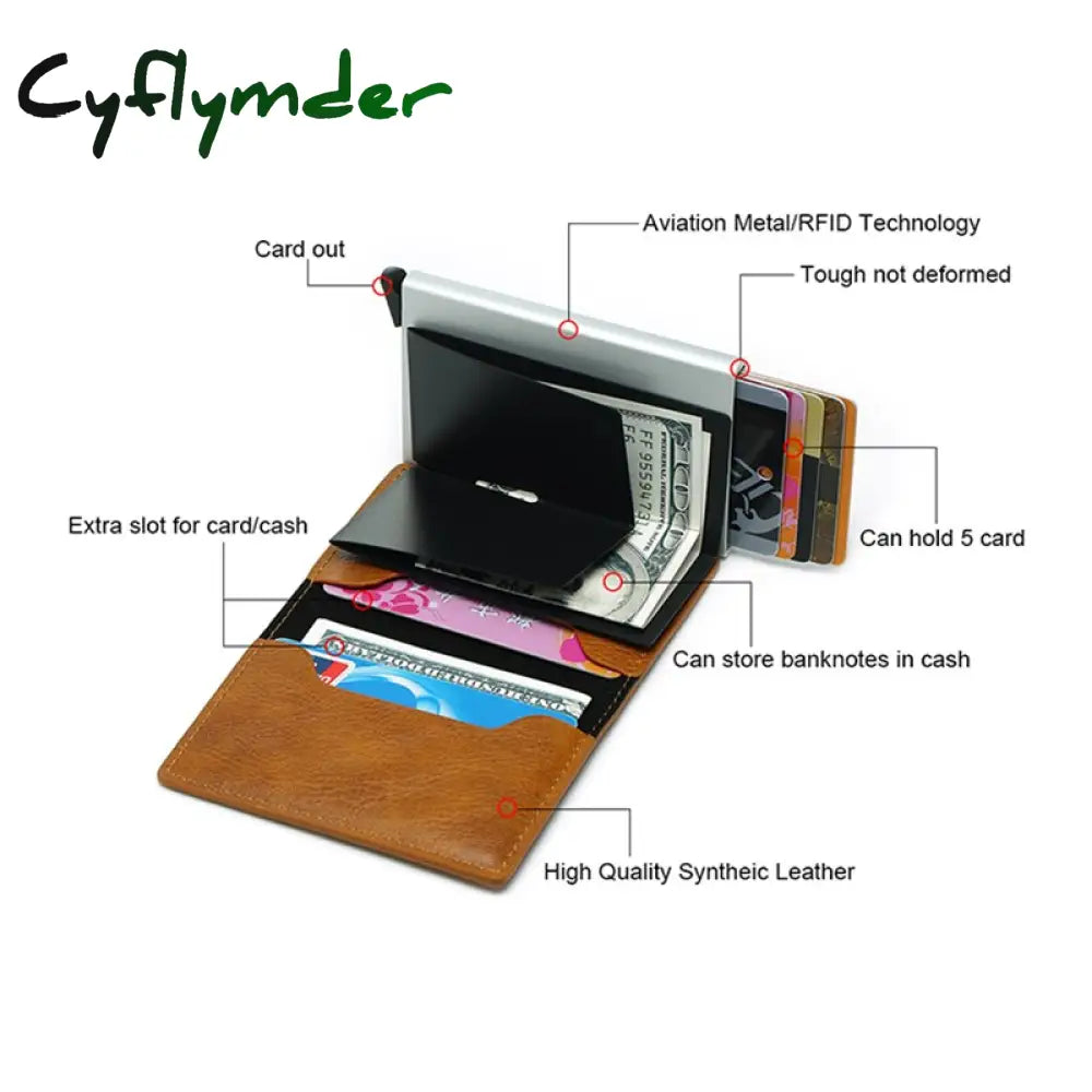 Cyflymder Blocking Credit Card Holder For Male Anti Theft Men Wallets Pu Leather Short Purse Women