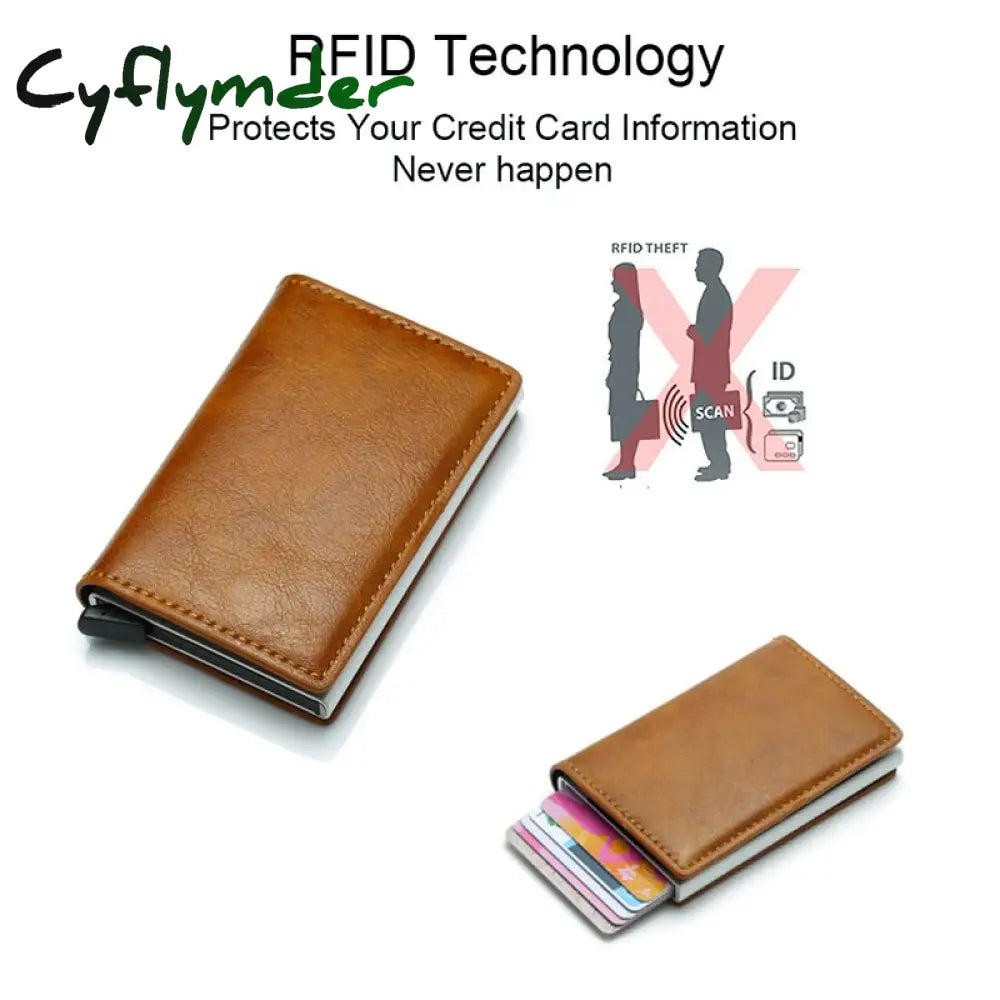 Cyflymder Blocking Credit Card Holder For Male Anti Theft Men Wallets Pu Leather Short Purse Women