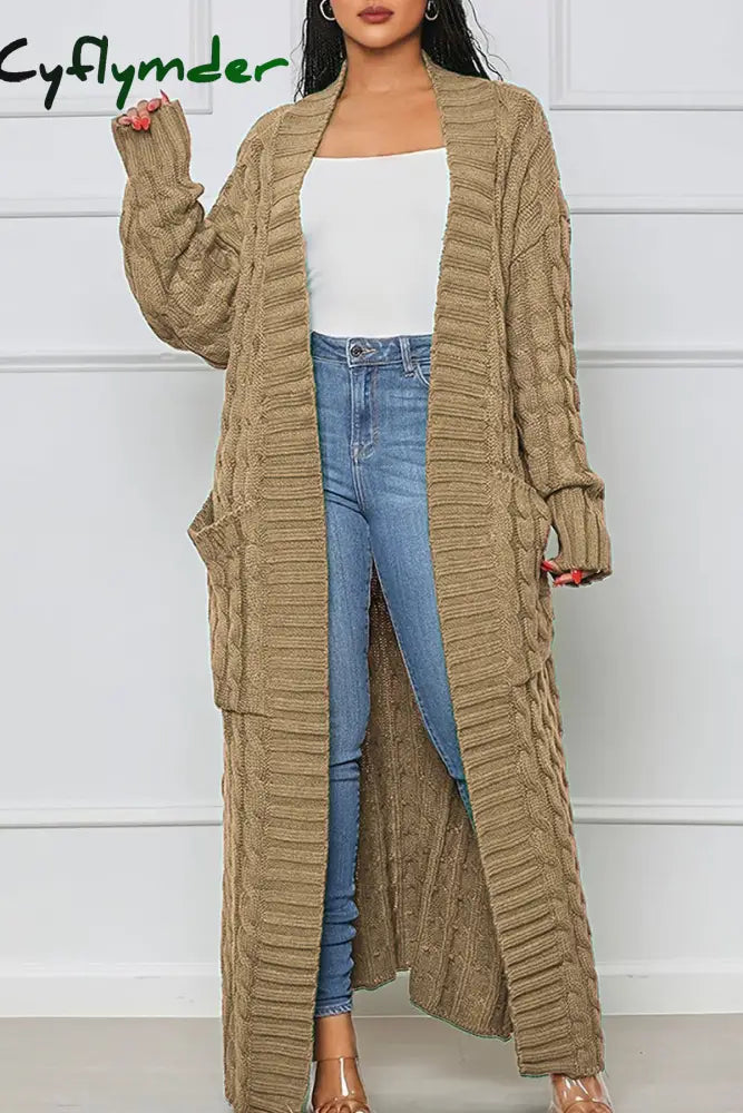Cyflymder - Blue Casual Solid Patchwork Outerwear Cardigans