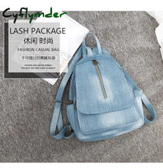 Cyflymder Blue Denim Canvas Women Backpack Big Capacity High Quality Female School Bag Casual Jeans