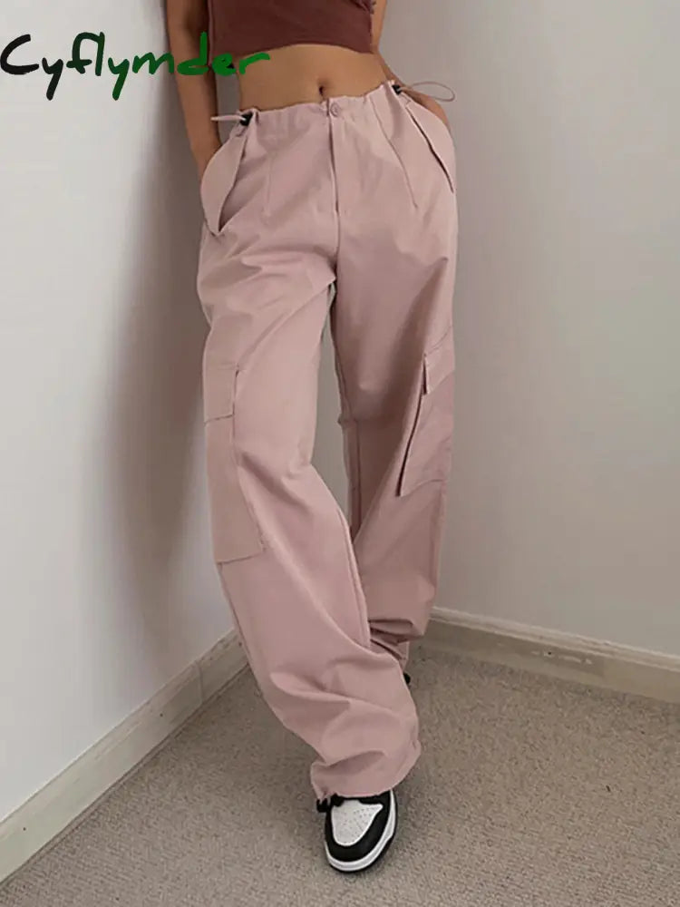 Cyflymder- Boho Cargo Parachute Pants Pink / Xs