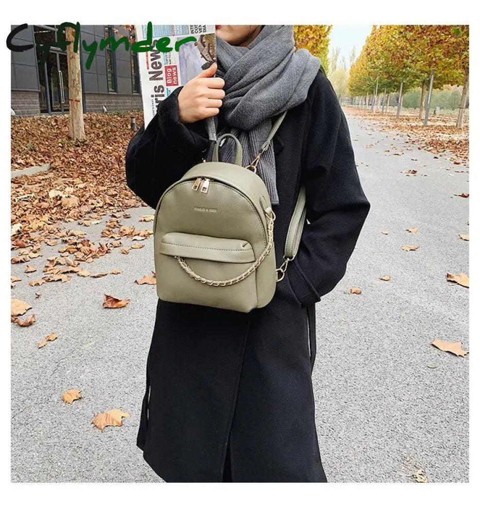 Cyflymder Brand Design Women Backpack Small Fashion Chain School Bag For Teenager Girls Pu Leather