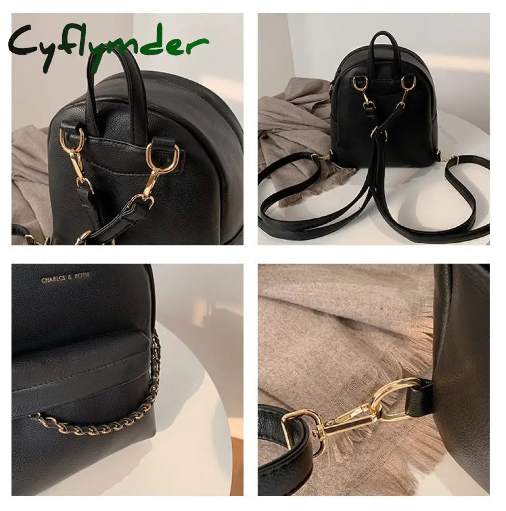 Cyflymder Brand Design Women Backpack Small Fashion Chain School Bag For Teenager Girls Pu Leather