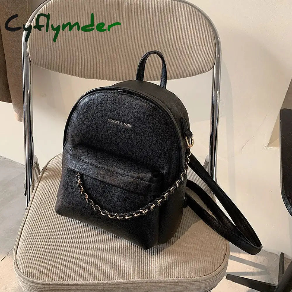 Cyflymder Brand Design Women Backpack Small Fashion Chain School Bag For Teenager Girls Pu Leather