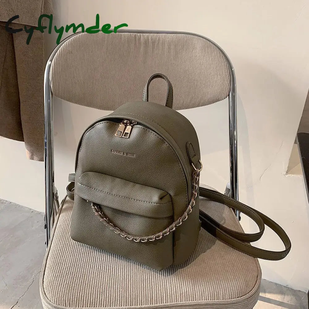 Cyflymder Brand Design Women Backpack Small Fashion Chain School Bag For Teenager Girls Pu Leather