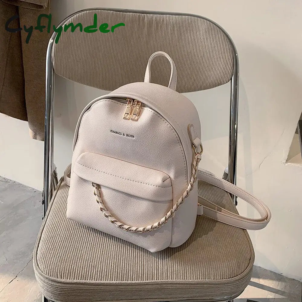 Cyflymder Brand Design Women Backpack Small Fashion Chain School Bag For Teenager Girls Pu Leather