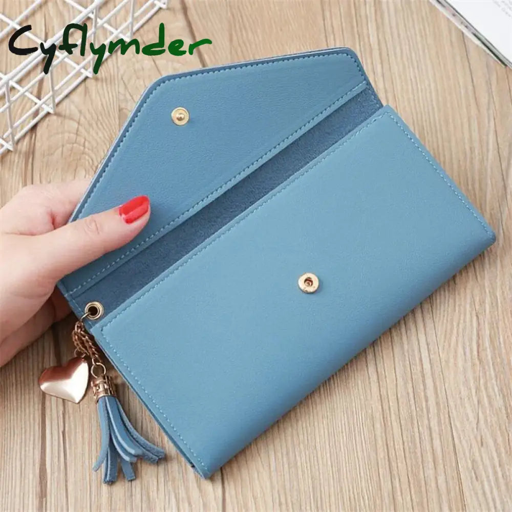 Cyflymder Brand Designer Short Coin Cluth Purses Leather Long Wallets Women’s Luxury Female Phone