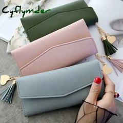 Cyflymder Brand Designer Short Coin Cluth Purses Leather Long Wallets Women’s Luxury Female Phone