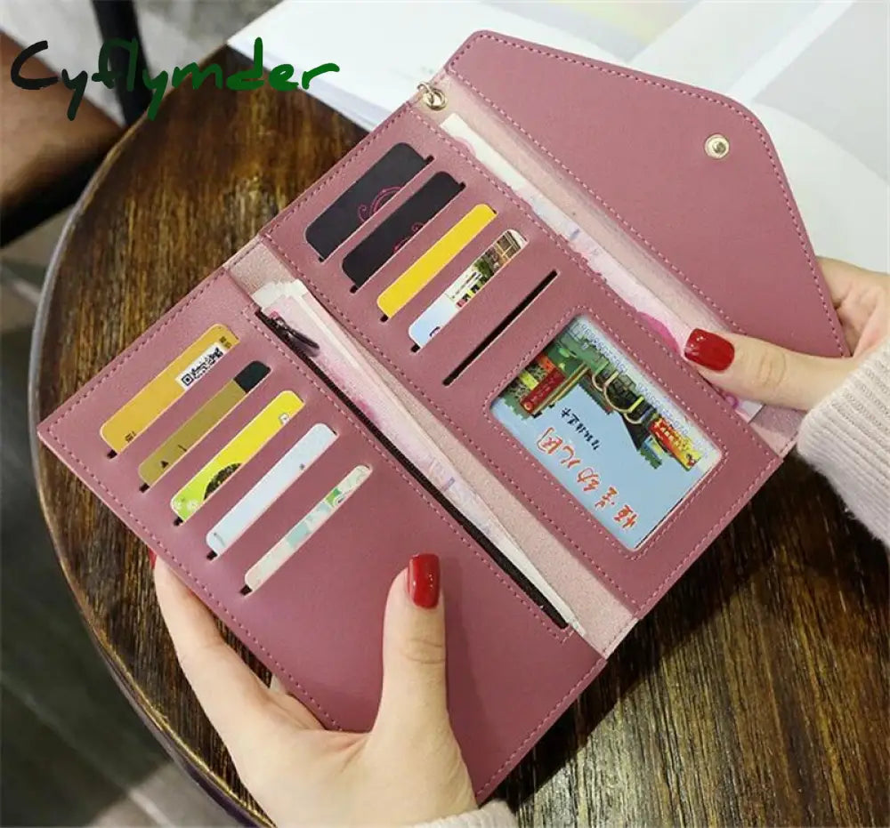 Cyflymder Brand Designer Short Coin Cluth Purses Leather Long Wallets Women’s Luxury Female Phone