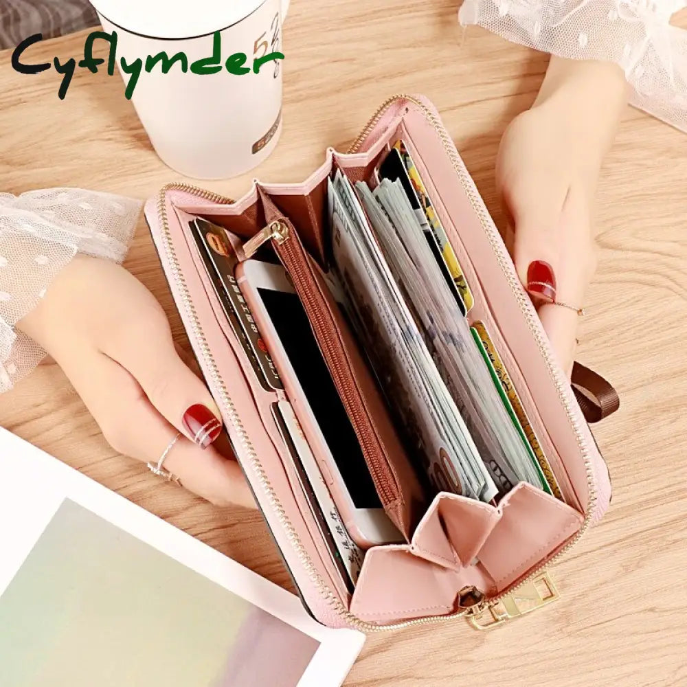 Cyflymder Brand Designer Wristband Wallets Women Many Departments Clutch Wallet Female Long Large