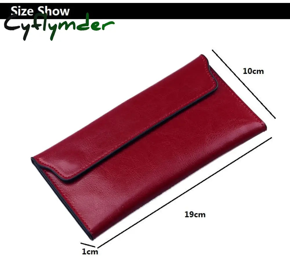 Cyflymder Brand Genuine Leather Women Wallet Long Thin Purse Cowhide Multiple Cards Holder Clutch