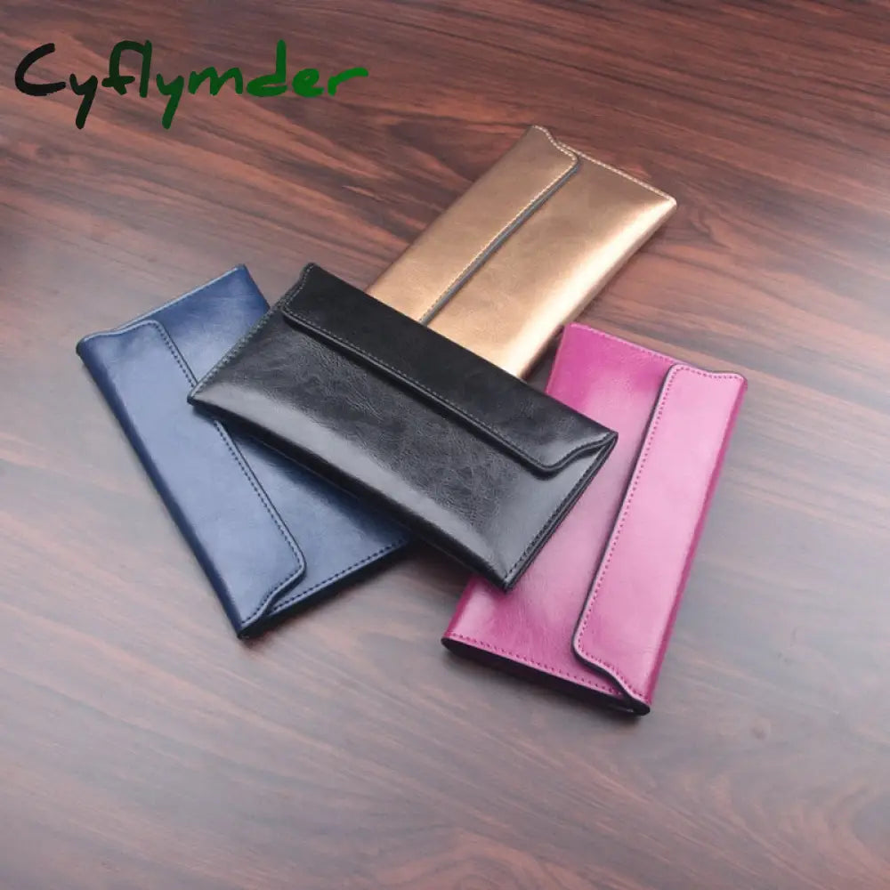 Cyflymder Brand Genuine Leather Women Wallet Long Thin Purse Cowhide Multiple Cards Holder Clutch